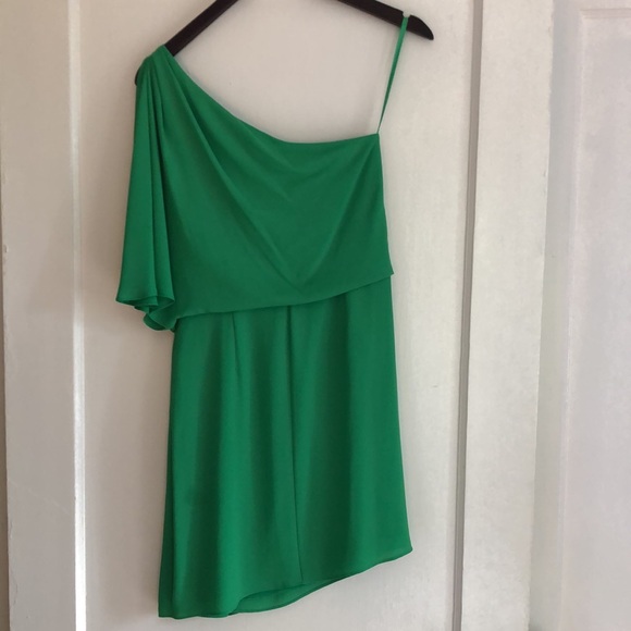 BCBG MAXAZRIA One Shoulder Green Dress Size 06 - Picture 5 of 14